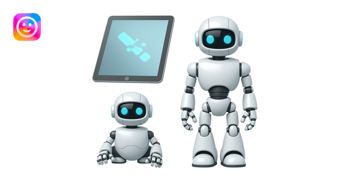 tablet digital y robot de suelo emoji | AI Emoji Generator