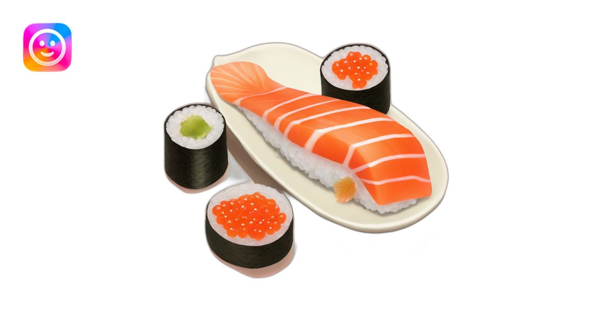 Salmon roe -sushi-with-salmon-sashimi emoji | AI Emoji Generator