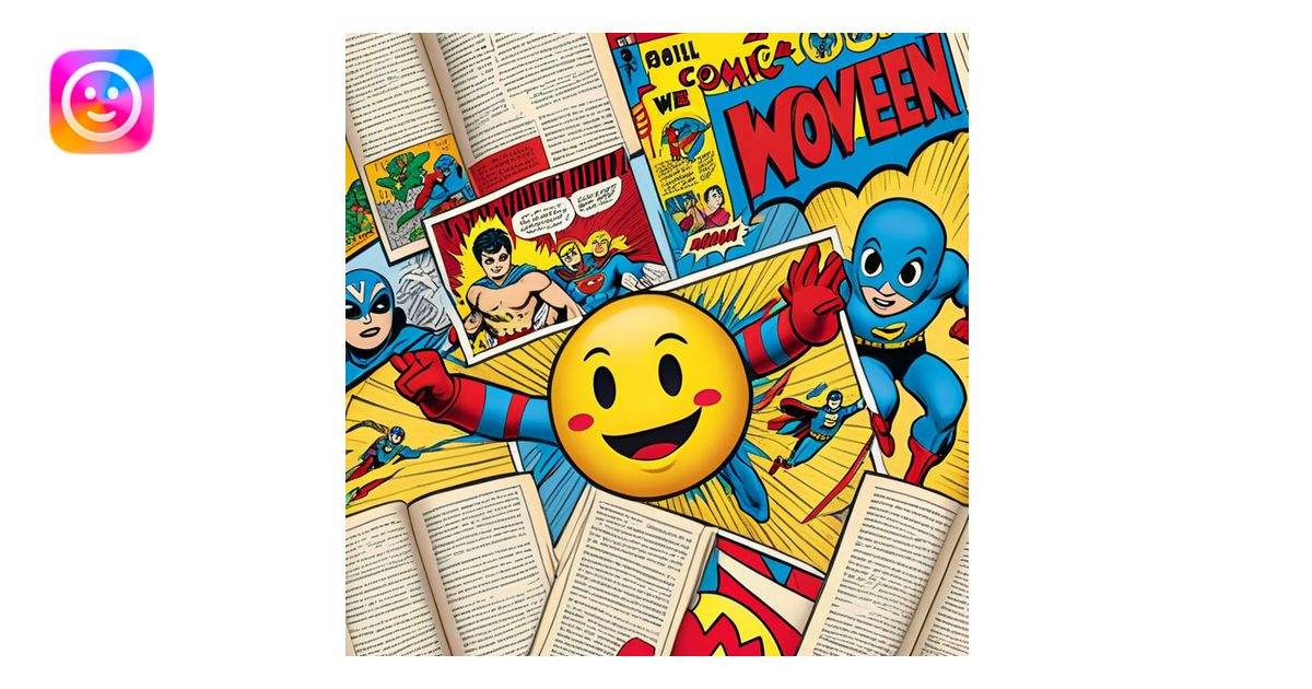 Create a vibrant emoji representing comic books and graphic novels as ...