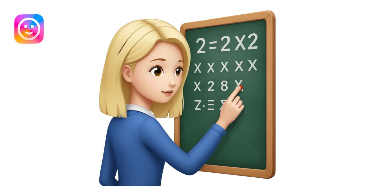 girl solving math problem on the board, side view. emoji | AI Emoji ...