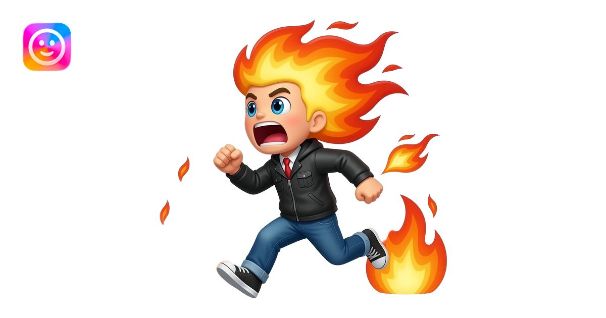 pacman style emoji running around with hair on fire screaming emoji ...
