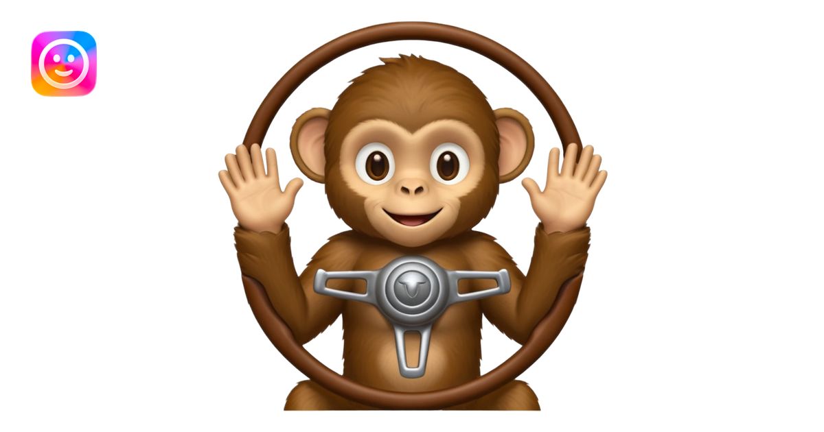 monkey pretending to drive but no car emoji | AI Emoji Generator