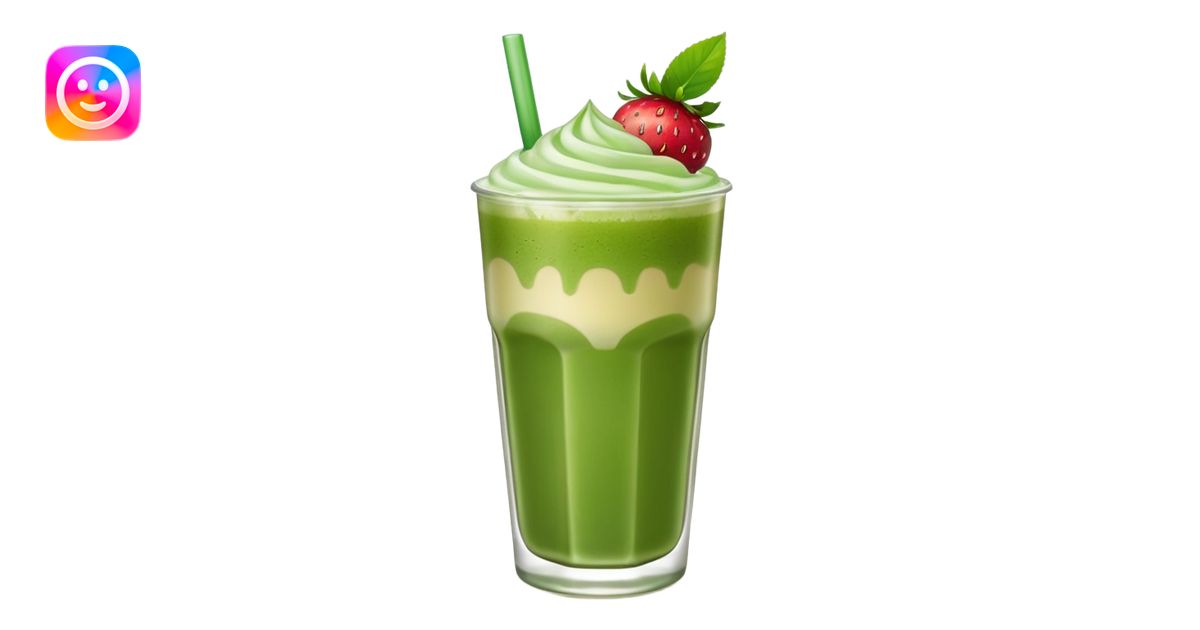 glass of iced matcha latte with visible strawberry syrup layer at the ...