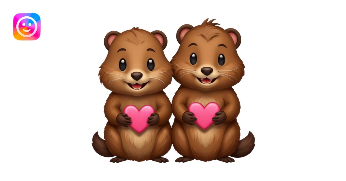 beavers in love (show their beaver teeth and tail) emoji | AI Emoji ...