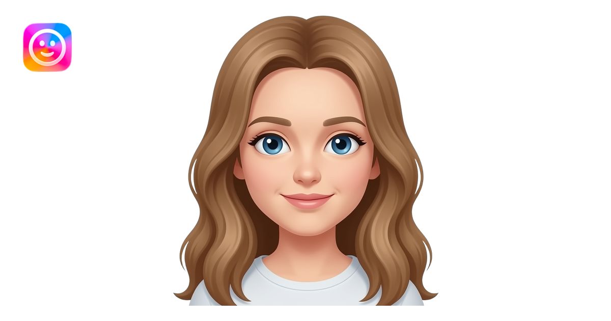 Girl emoji with light brown long hair, blue eyes emoji | AI Emoji Generator