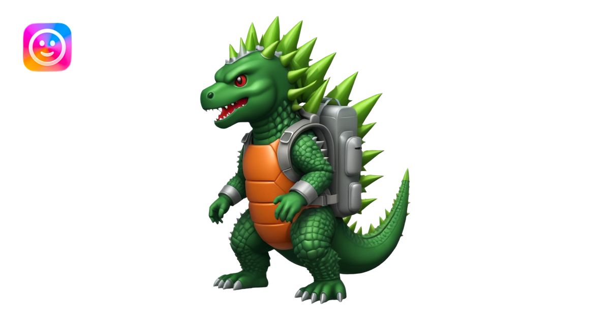 Godzilla wearing a rocket pack emoji | AI Emoji Generator