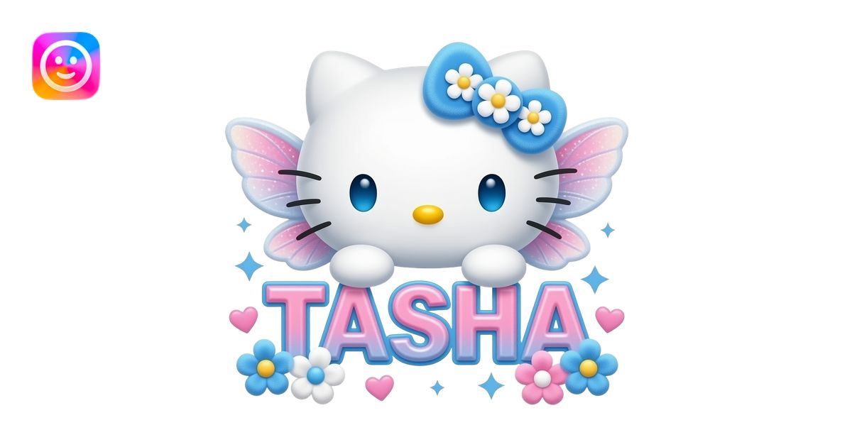 White velvety fur 3D hello kitty head with blue white pink gradient 3D ...