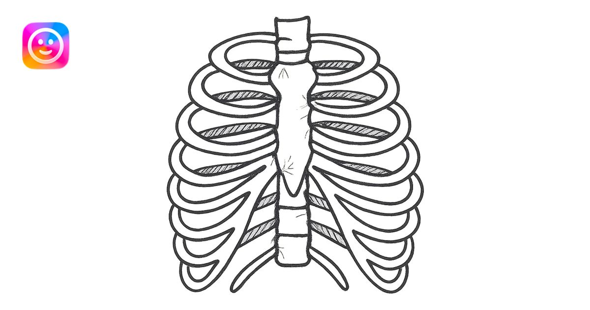 hand drawn outline icon of skeleton ribs icon | AI Emoji Generator