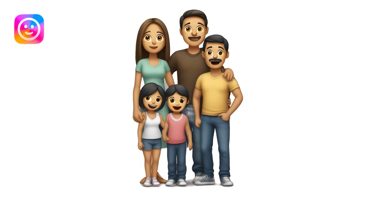 familia de papa, mama, dos niñas, un bebe y un perro emoji | AI Emoji ...
