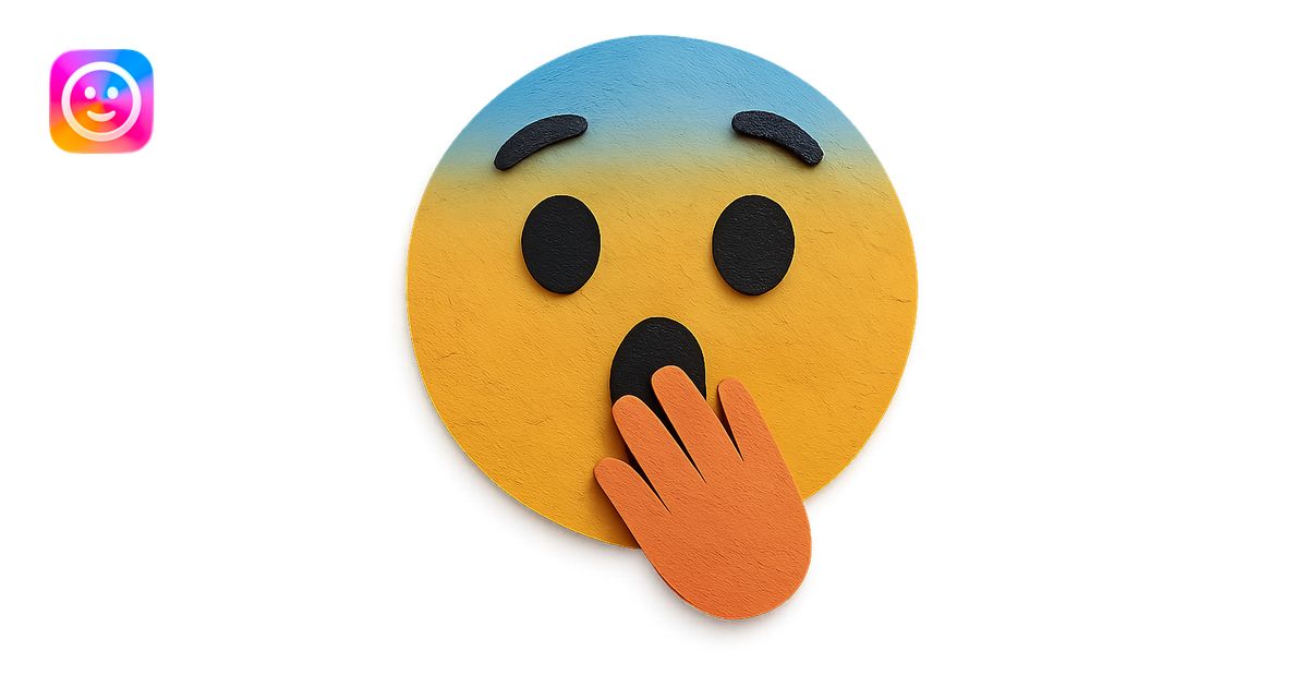 surprised face with hand over mouth, layered paper effect, paper craft ...