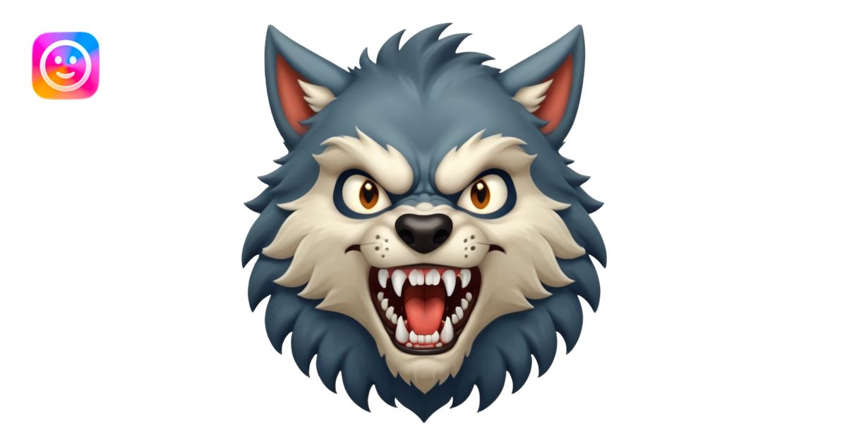 Werewolf – Furry wolf-man mid-roar emoji | AI Emoji Generator