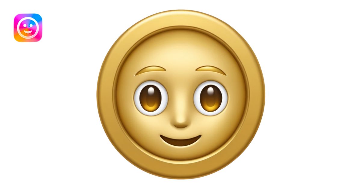 gold token emoji style with simple rim, mascot head only, minimal ...