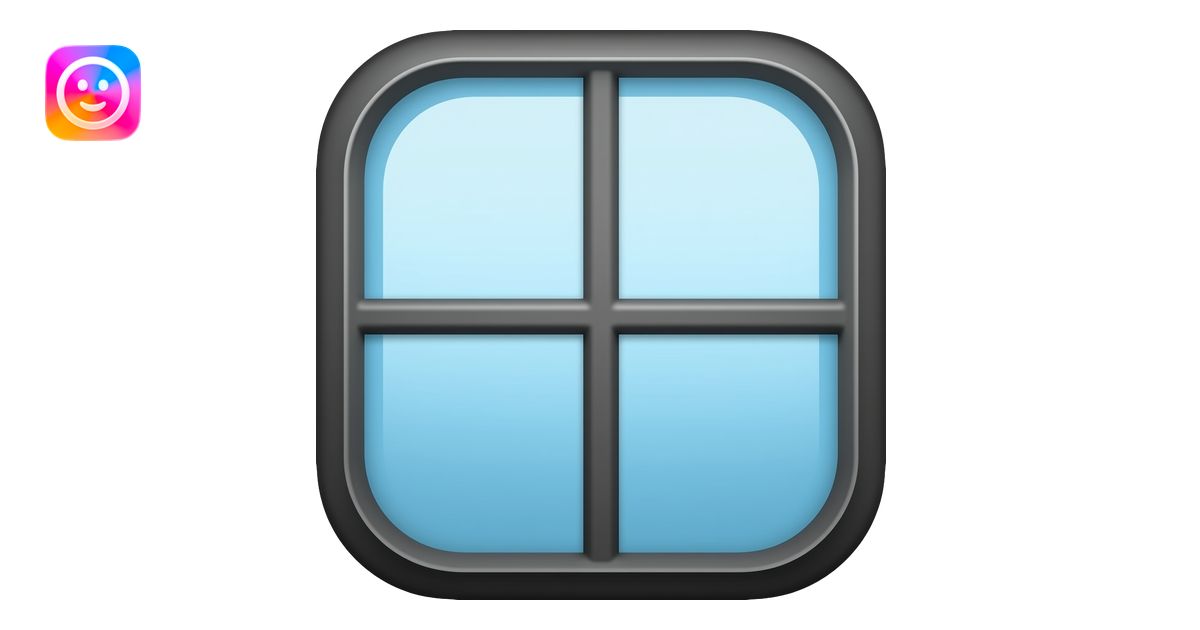 thick black outline, bright window emoji, thick black outline, simple ...