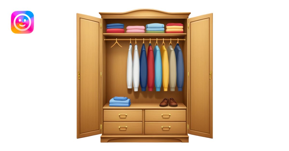 wooden wardrobe closet with clothes emoji | AI Emoji Generator