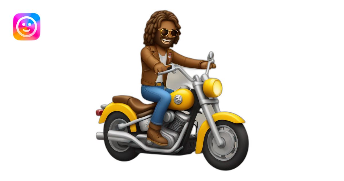 hippie riding a motorcycle emoji | AI Emoji Generator