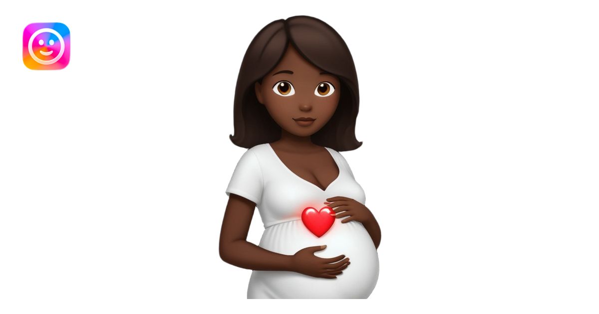 pregnant woman silhouette with a glowing heart inside emoji | AI Emoji ...