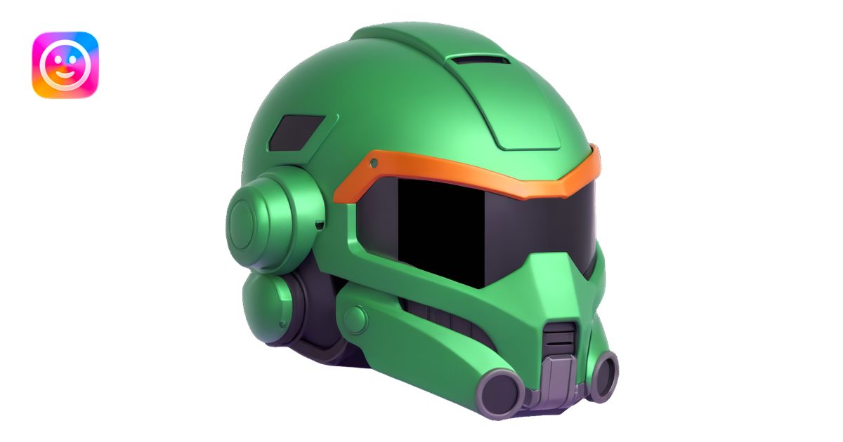 doom guy helmet, close-up, shiny visor, sci-fi armor, 3D look emoji ...