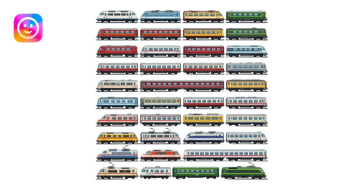 100 trains of many types emoji | AI Emoji Generator