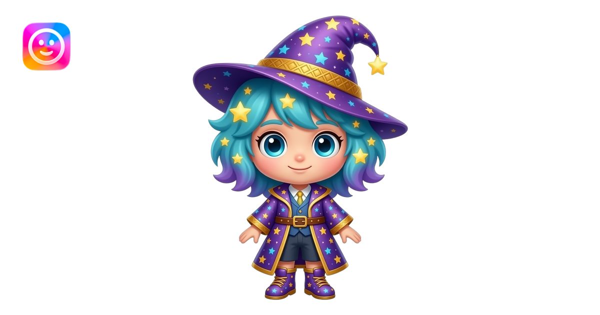 A full body magical mascot with a huge oversized head and a tiny body ...