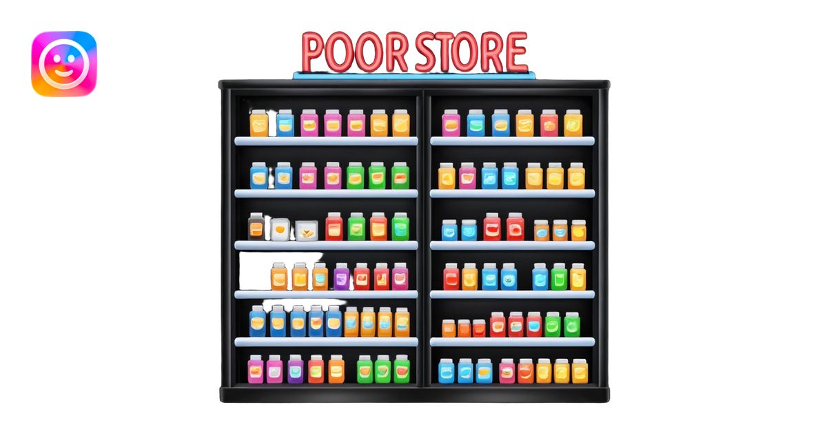 Convenience store named poor store and more emoji | AI Emoji Generator