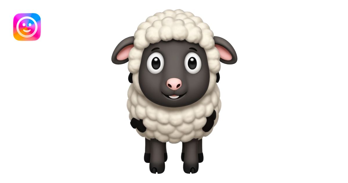 Cute cartoon sheep inspired by Shaun the Sheep, fluffy white wool, big ...