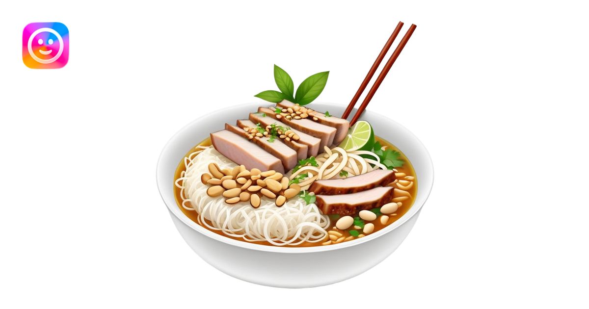 A bowl of Vietnamese Bún Thịt Nướng - rice vermicelli noodles with ...