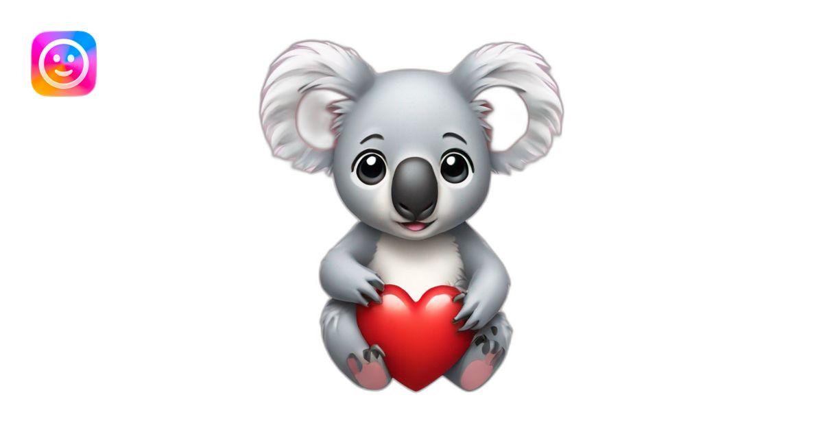 Koala with heart emoji | AI Emoji Generator