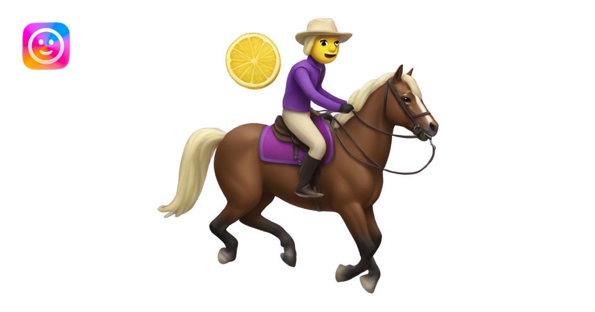 Purple lemon riding a horse emoji | AI Emoji Generator