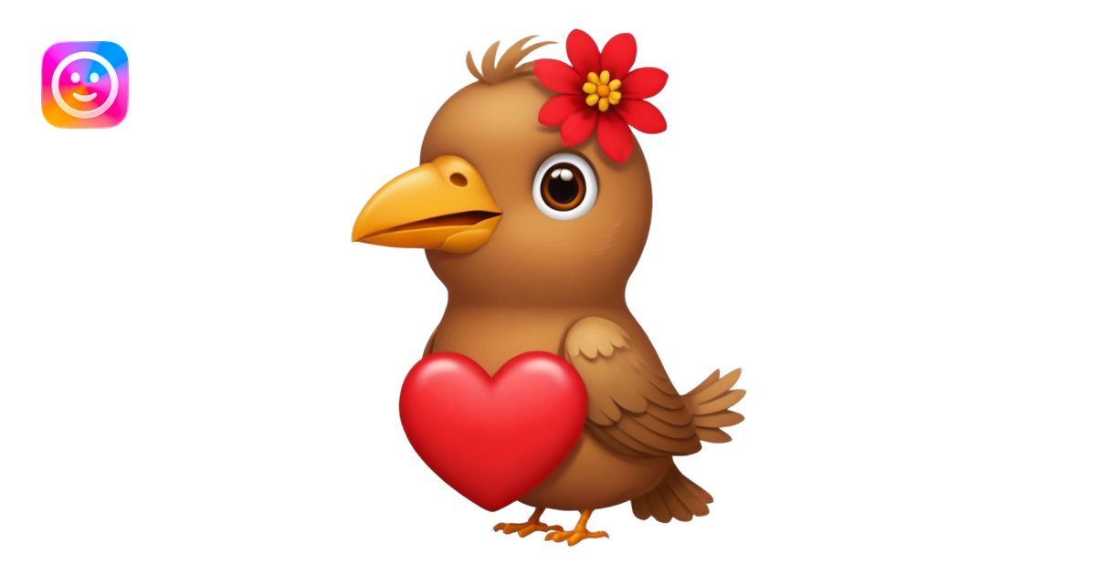 A bird carrying a red flower and heart on its mouse emoji | AI Emoji ...
