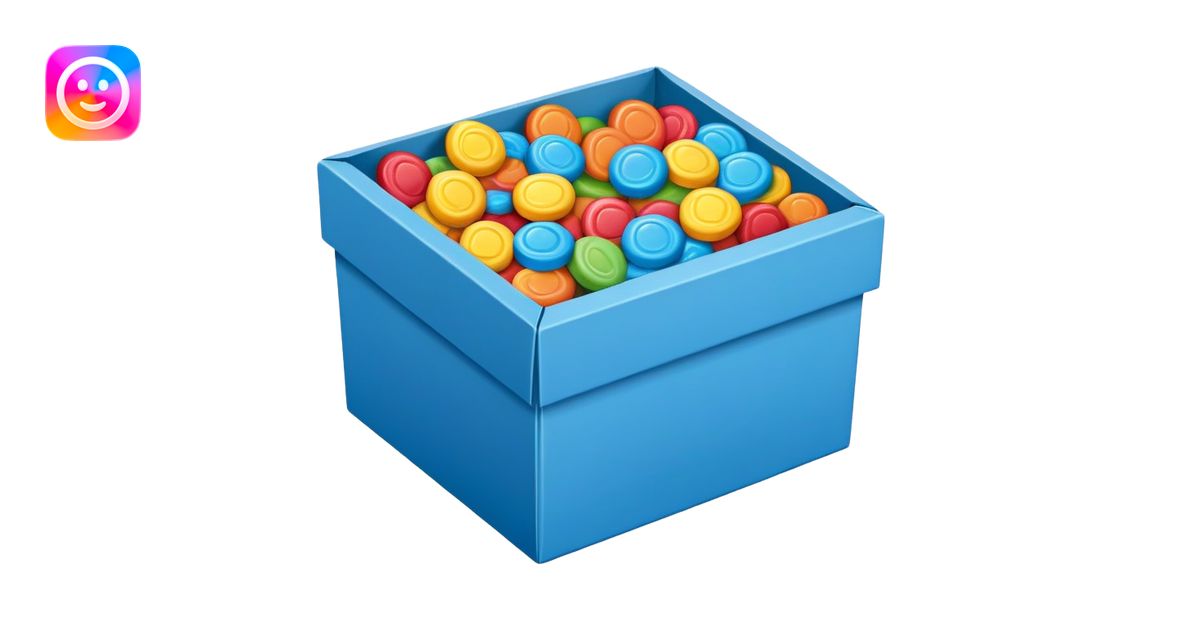 blue rectangular cardboard box with candies emoji | AI Emoji Generator