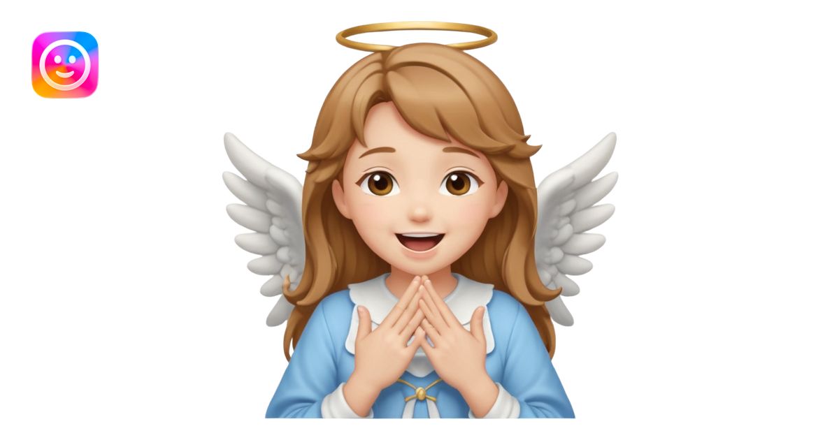 cute angel girl laughing with hands over her mouth anime style emoji ...