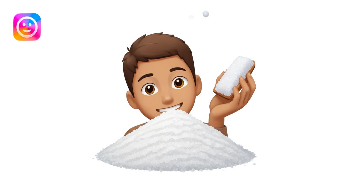 a smiling face sniffing a pile of salt emoji | AI Emoji Generator