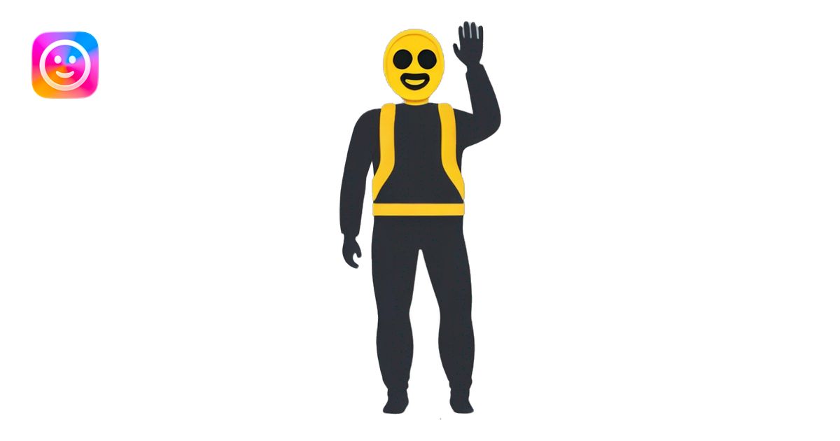 fullbody man hand up in diving mask emoji | AI Emoji Generator