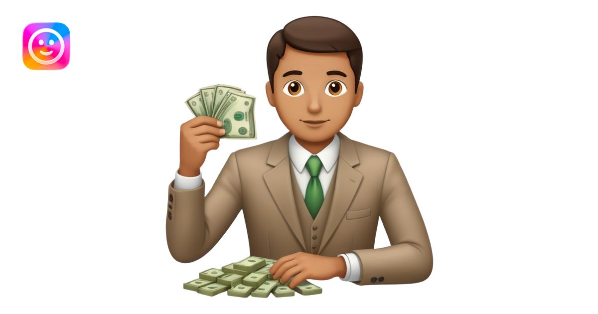 The banker man counting the money emoji | AI Emoji Generator