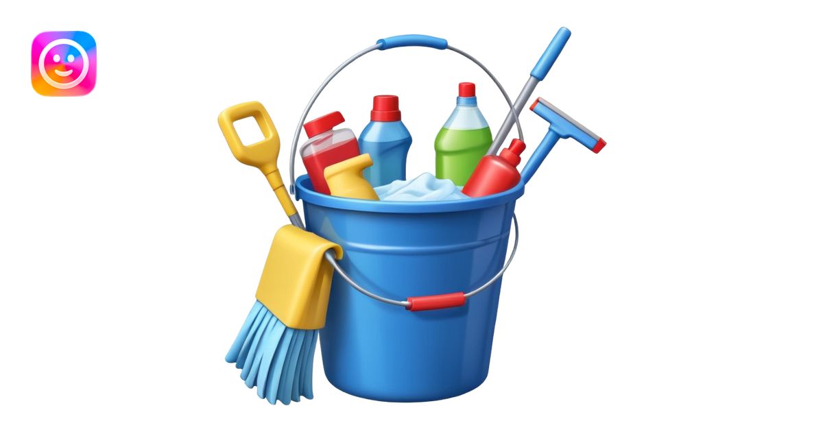one bucket with cleaning equipment emoji | AI Emoji Generator