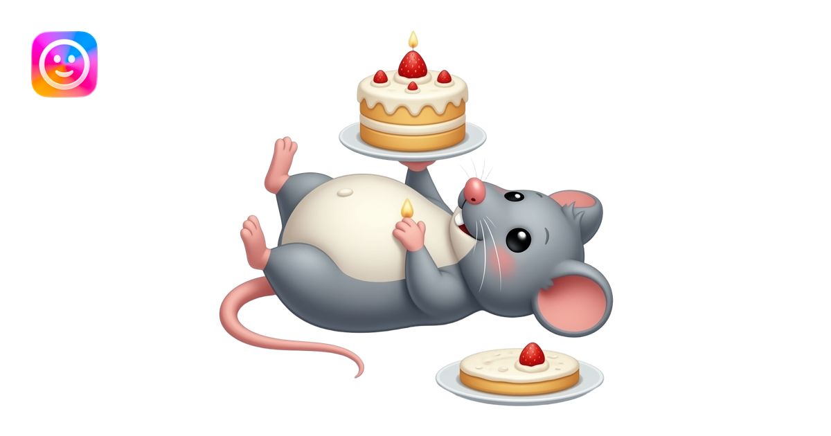A cute little mouse,gets a giant overstuffed belly,she has eaten entire ...