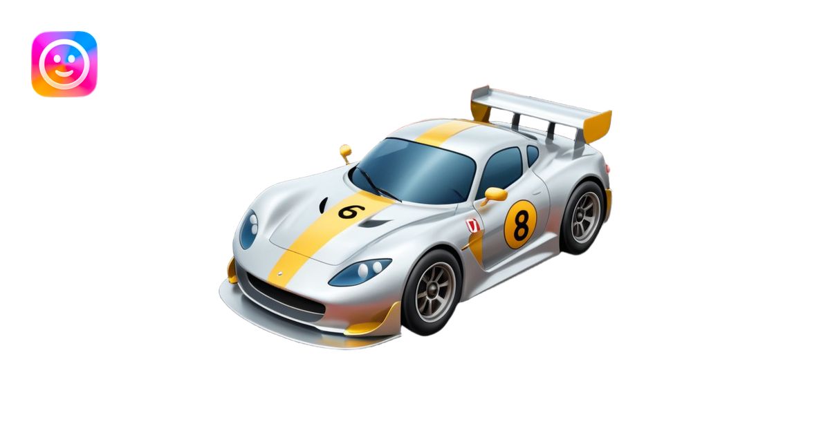 race car with track and cool background emoji | AI Emoji Generator