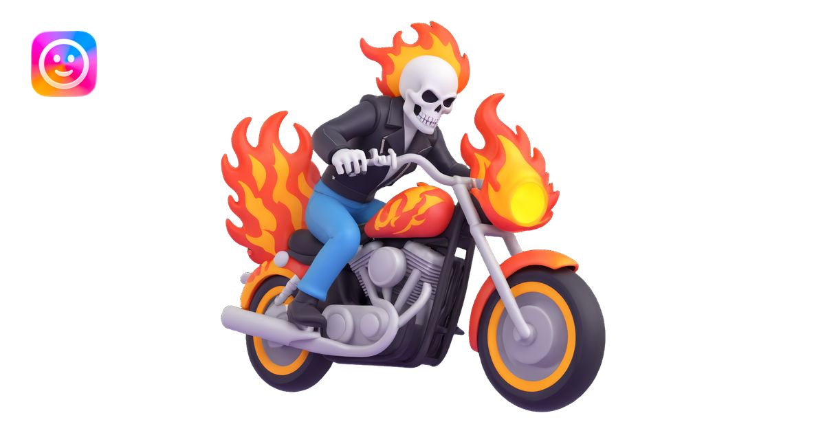 Ghost Rider riding a motorcycle with flames, dynamic action, 3D style ...