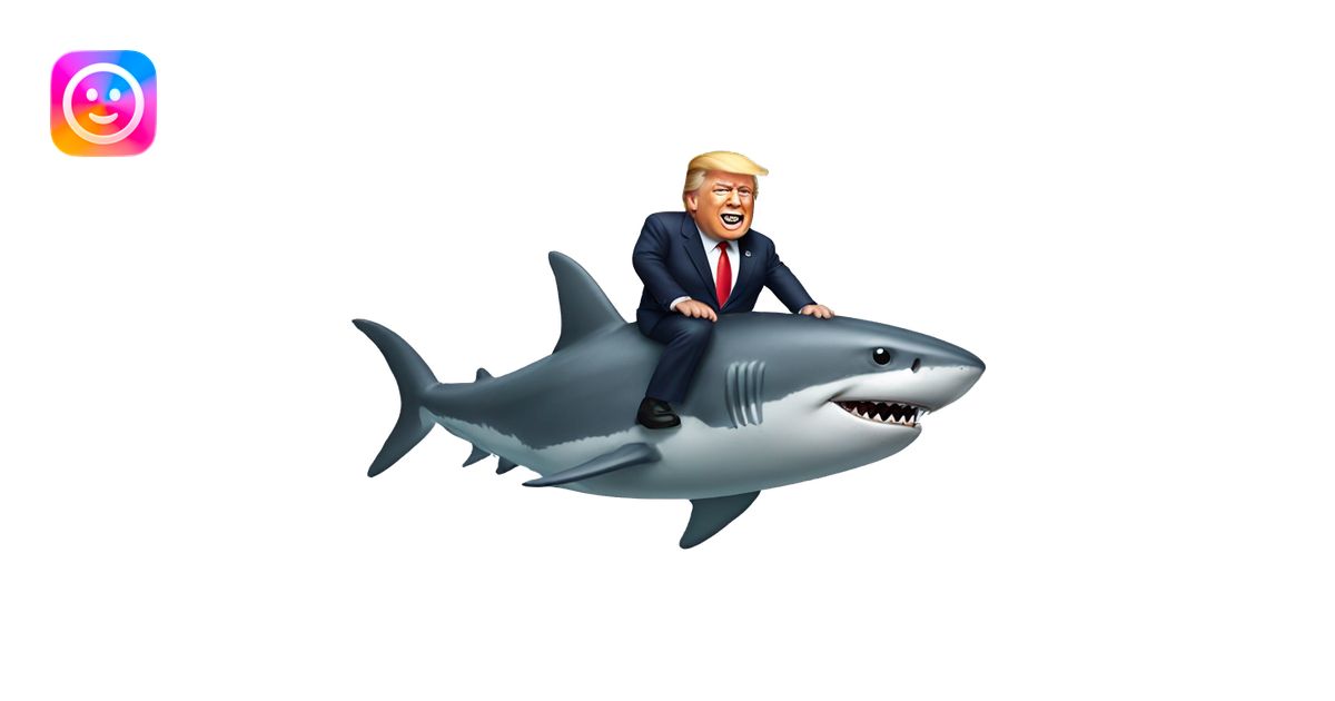 Trump riding a shark emoji | AI Emoji Generator