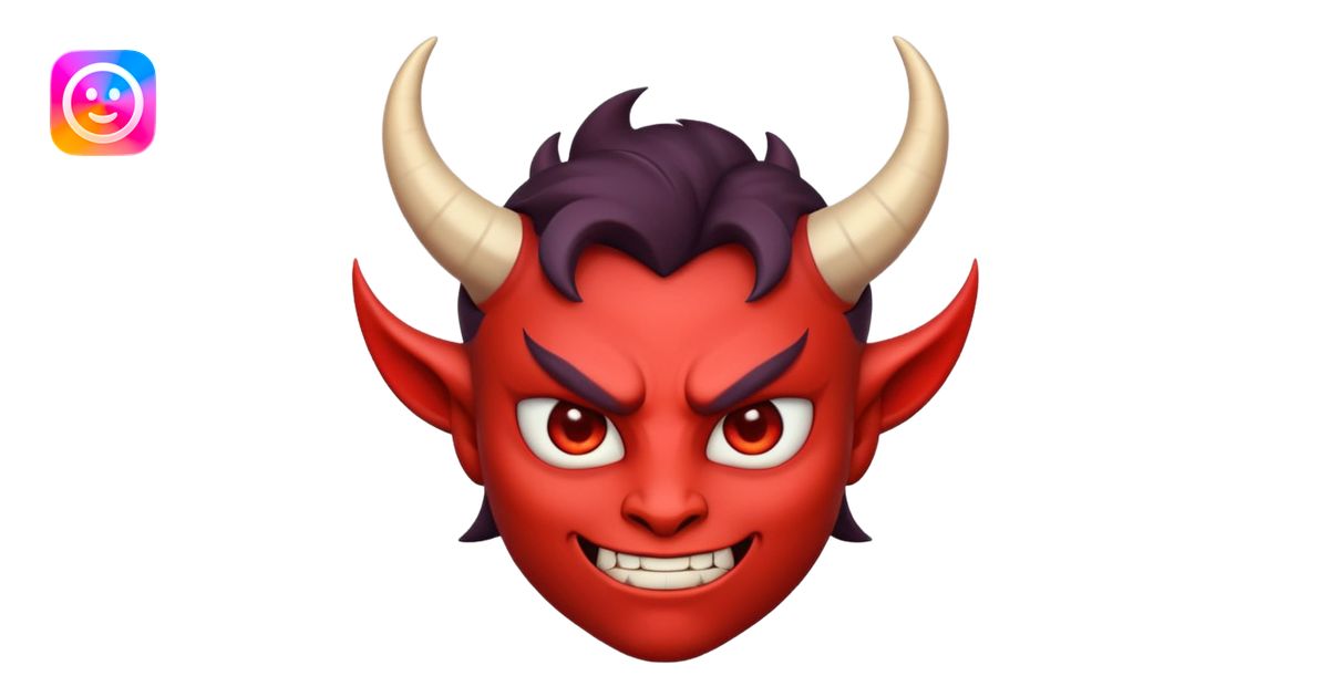 Demon cartoon emoji character, confident and edgy expression, sharp ...