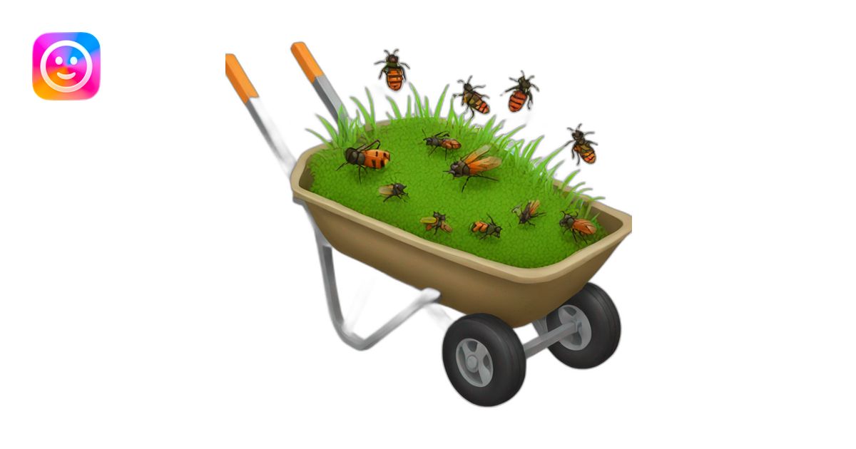 Wheelbarrow filled with bugs emoji | AI Emoji Generator