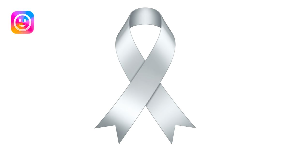 White emoji of ribbon exact the same as pink ribbon but the colour ...