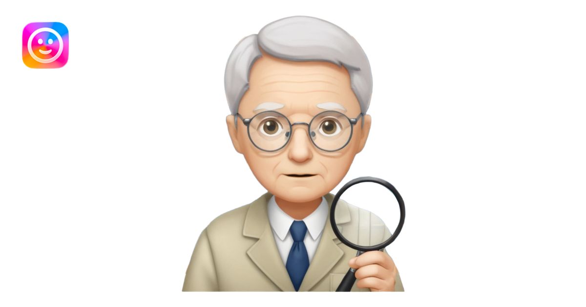 Elder + magnifier, Library Visitor. emoji | AI Emoji Generator