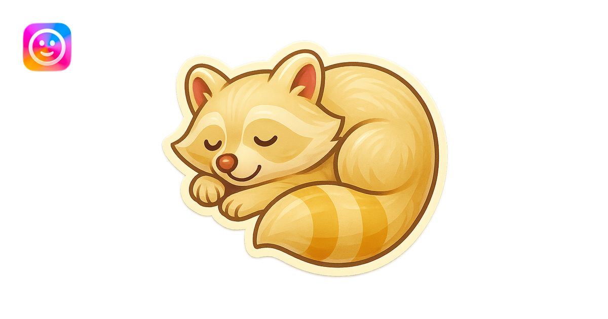 Very Light Blonde raccoon sleeping 2d digital art semi realistic ...