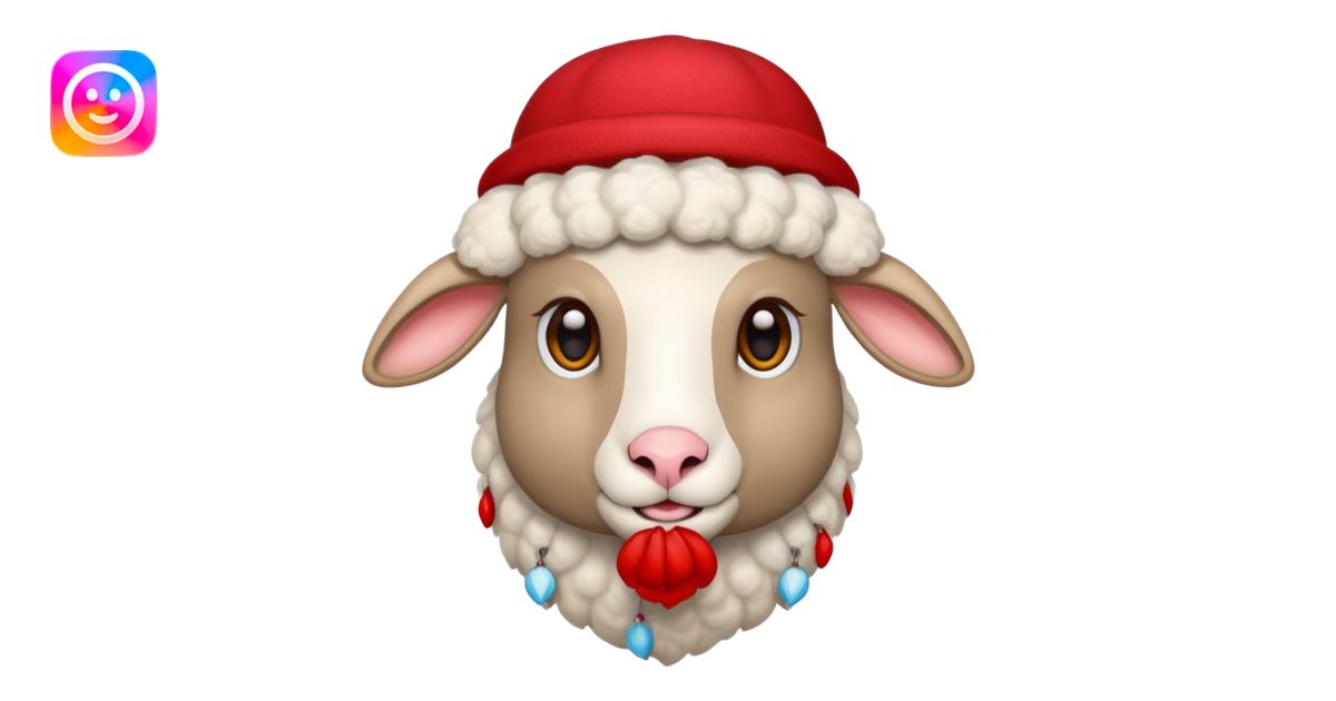 Sheep wear a red hat emoji | AI Emoji Generator
