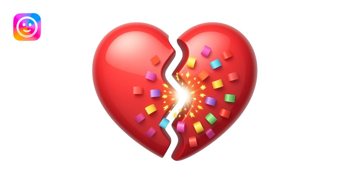 Create an animated emoji ️ that splits open into two halves, releasing ...