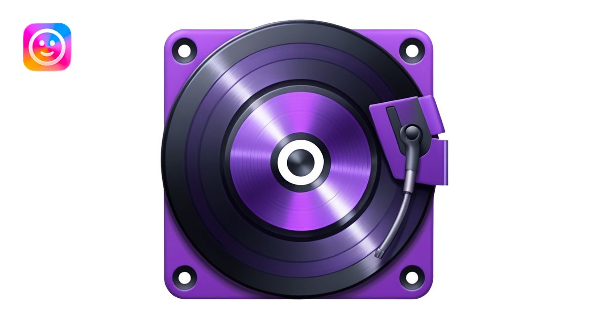 black pixelated record disc with a purple middle emoji | AI Emoji Generator