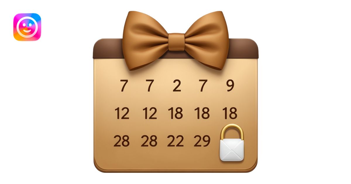 golden brown calendar top brown bow no days emoji | AI Emoji Generator