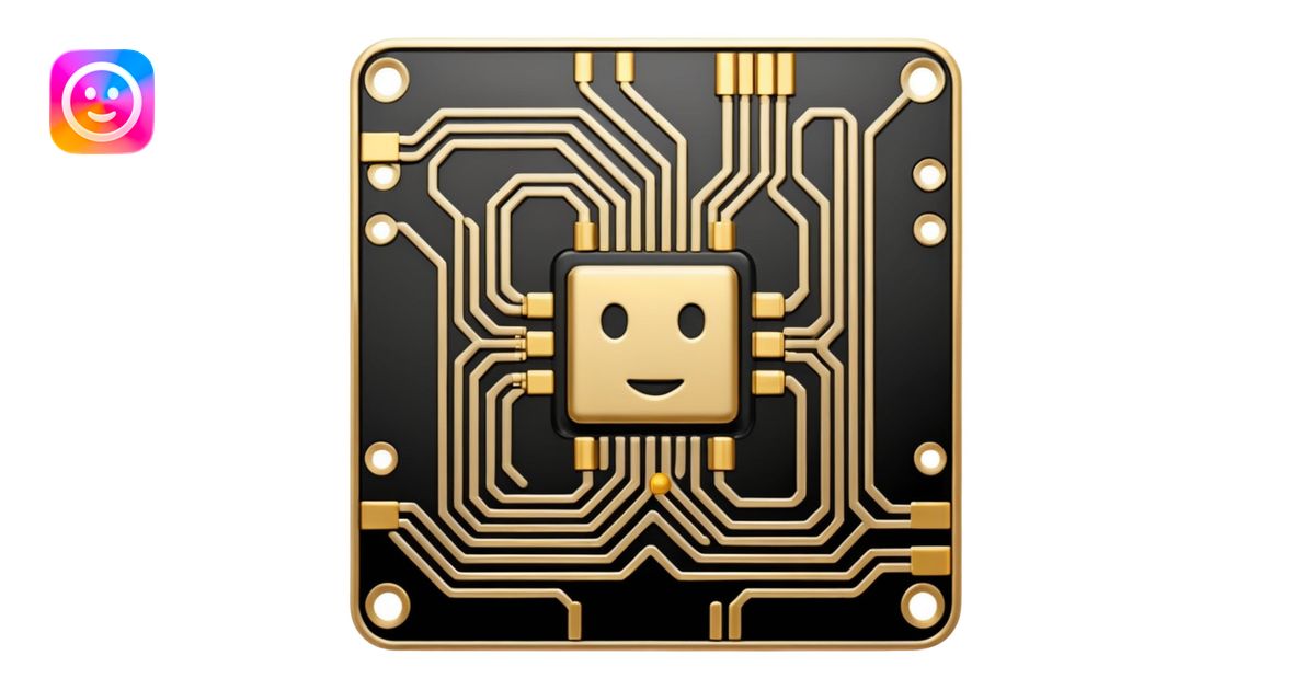 I want a black and gold pcb emoji, representing a circuit board emoji ...