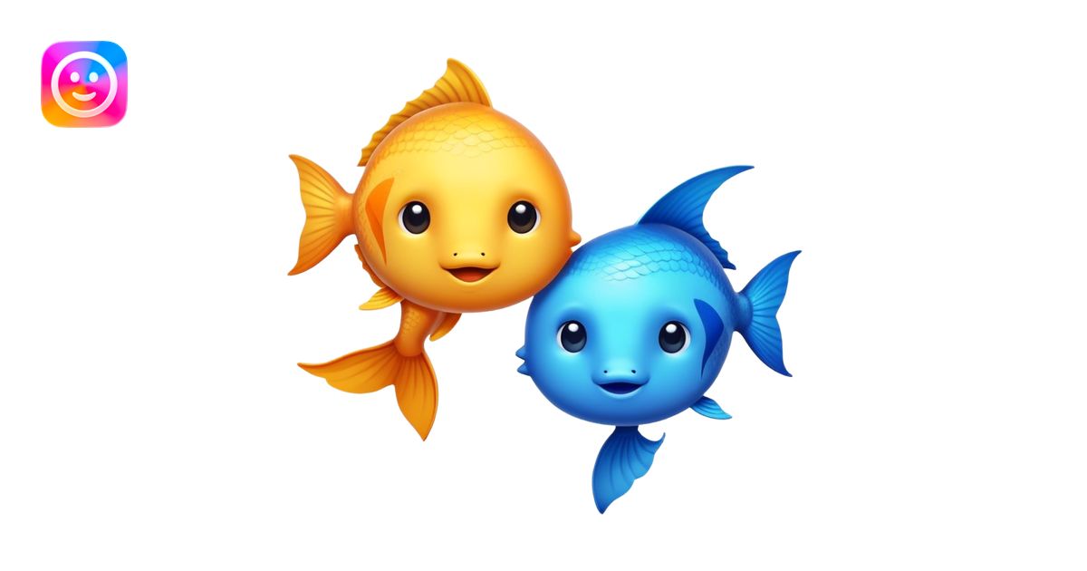 cute fish swimming into a pisces symbol emoji | AI Emoji Generator